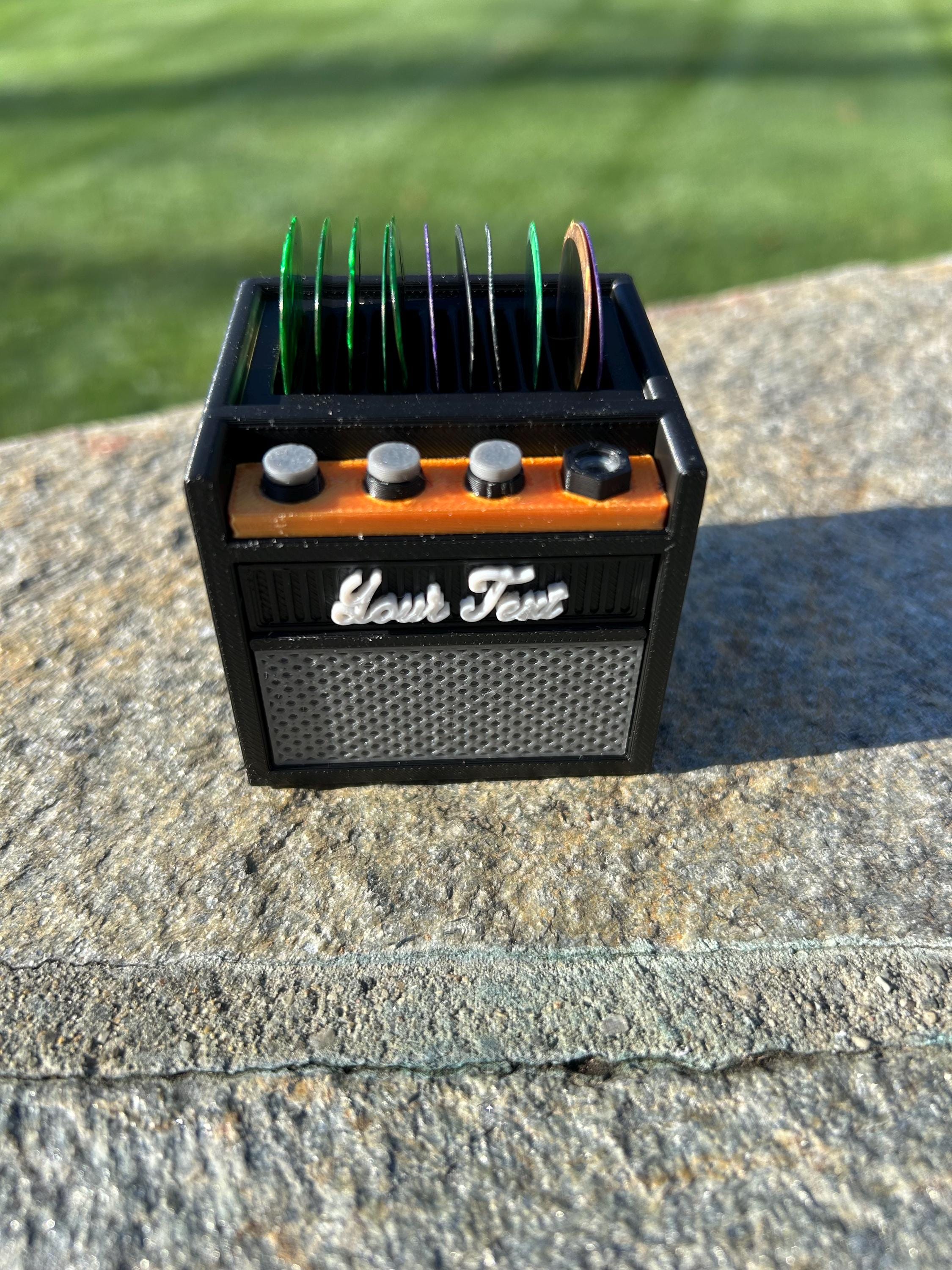 Customizable Guitar Amp Pick Holder Display with Drawer, Plectrum | 11 Picks + Extra Storage