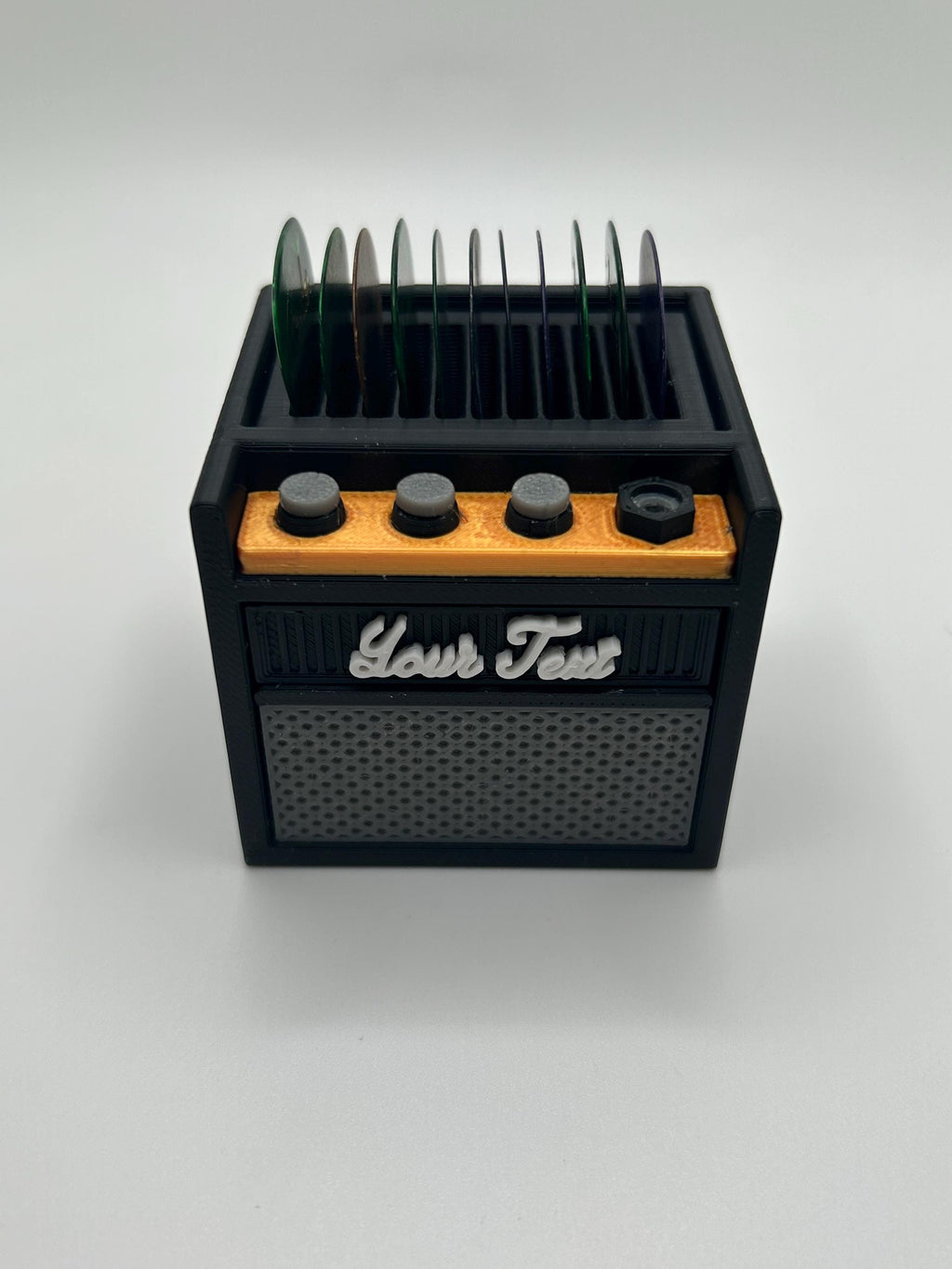 Customizable Guitar Amp Pick Holder Display with Drawer, Plectrum | 11 Picks + Extra Storage