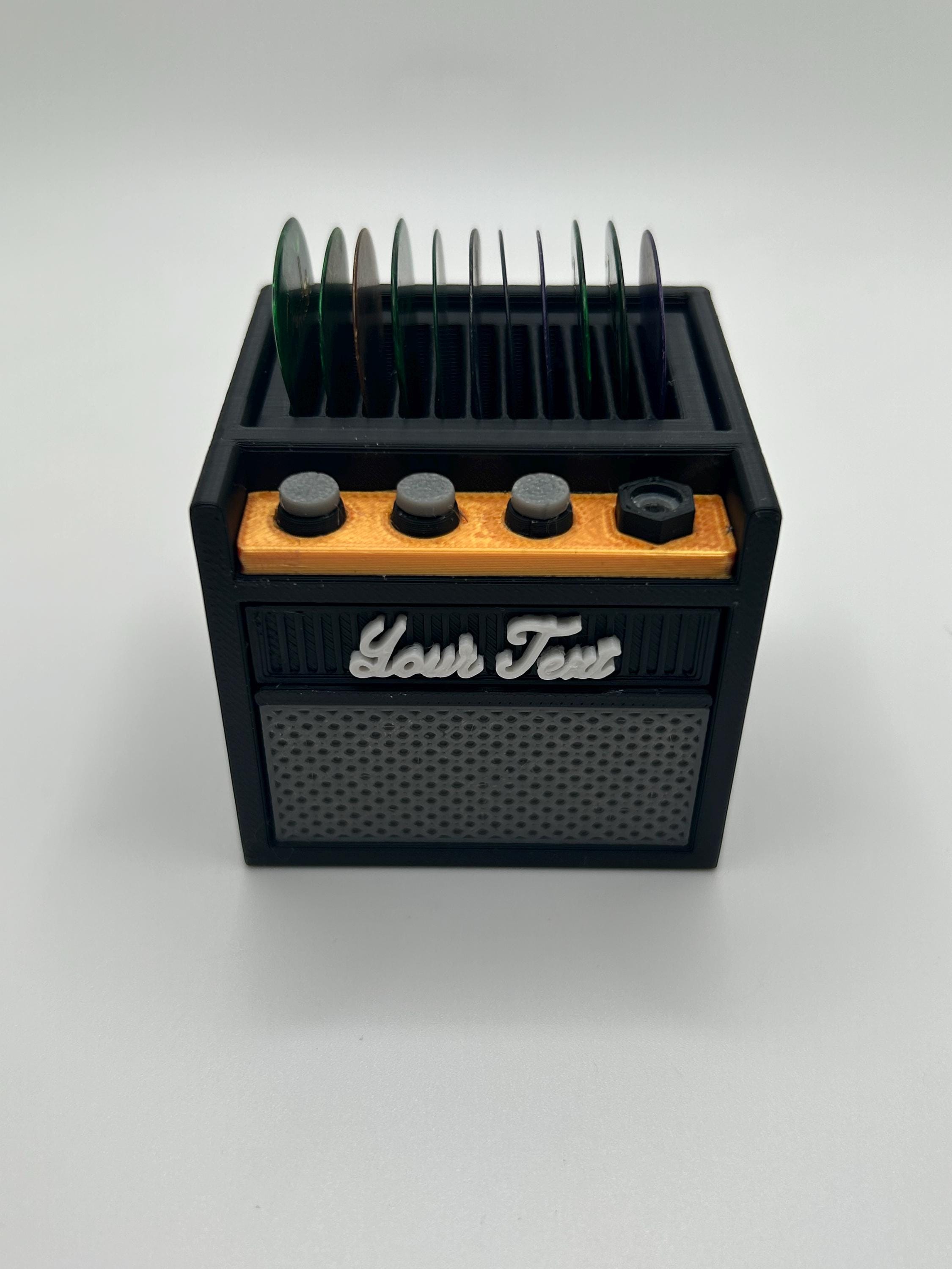 Customizable Guitar Amp Pick Holder Display with Drawer, Plectrum | 11 Picks + Extra Storage